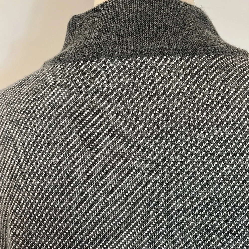 Toscano Gray Zip Up Sweater with High Collar size Large